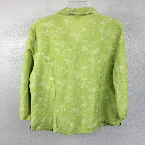 Christopher & Banks Mint Floral Short Sleeve Button Down XL Shirt Top Blouse - Picture 6 of 10